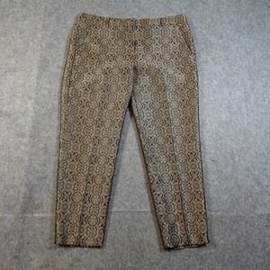 Judith and Charles Pants Women 12 Geometric Gold Black Dress Office Straight Leg